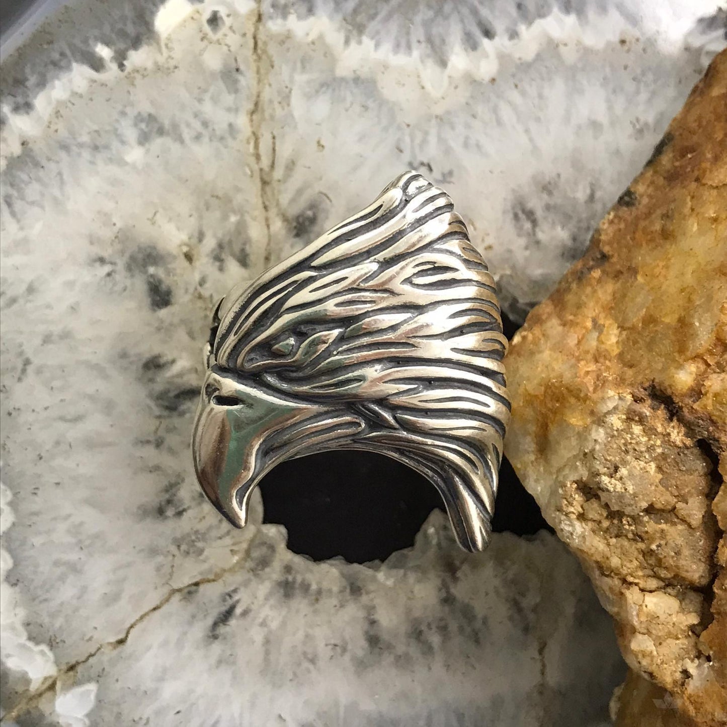 Carolyn Pollack Sterling Silver Eagle Head Ring Size 12 For Men