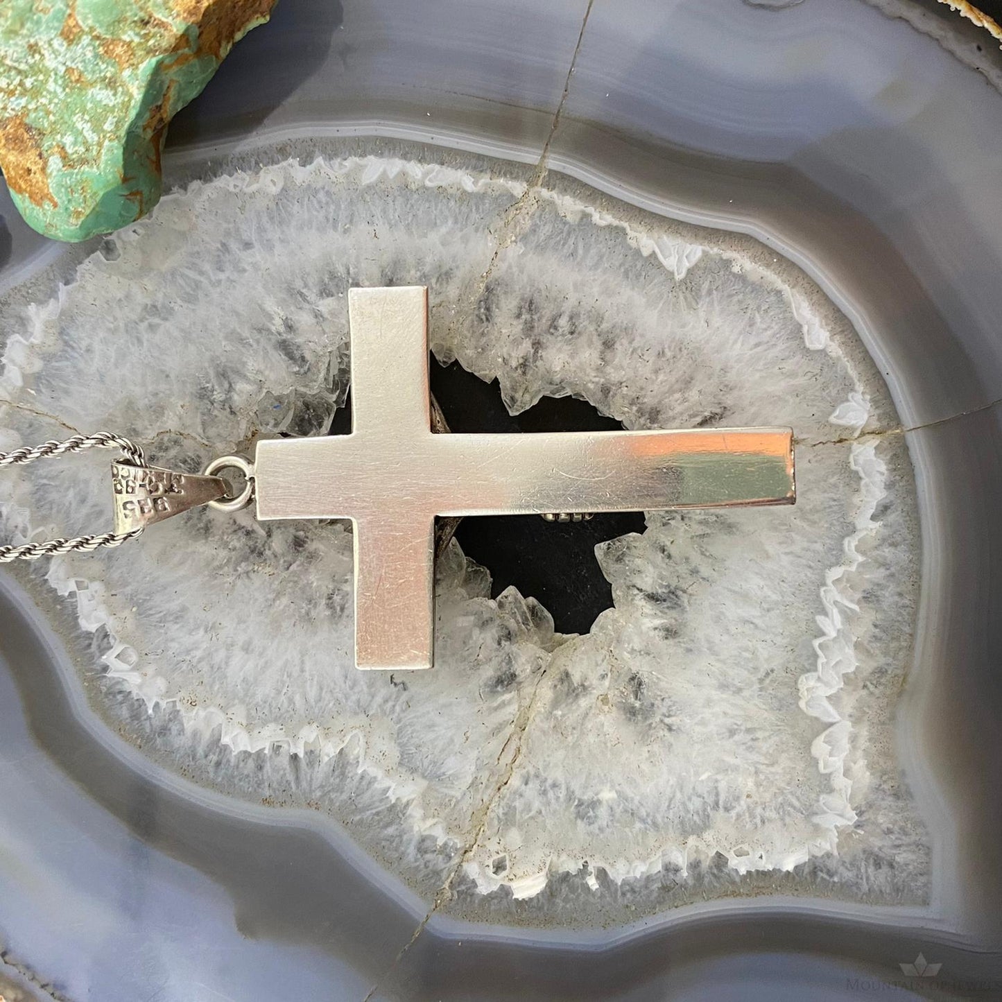 Vintage Sterling Silver Crucifix Pendant with Sterling Rope Necklace 20"
