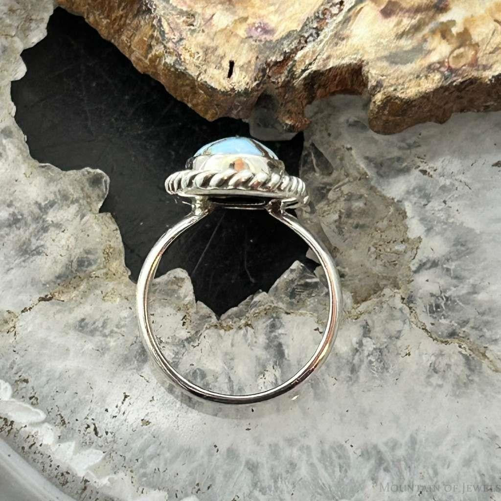 Sterling Silver Southwestern Style Double Golden Hill Turquoise Ring Size 7 For Women