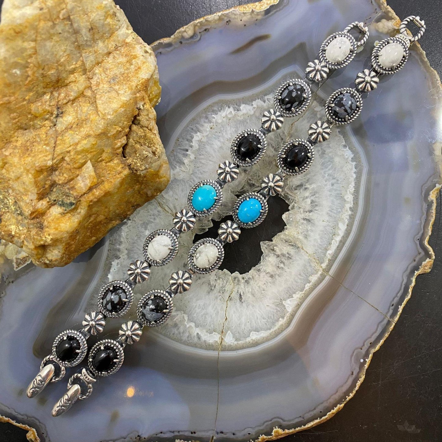 Carolyn Pollack Sterling Silver Multi Gemstone Decorated Link Bracelet For Women