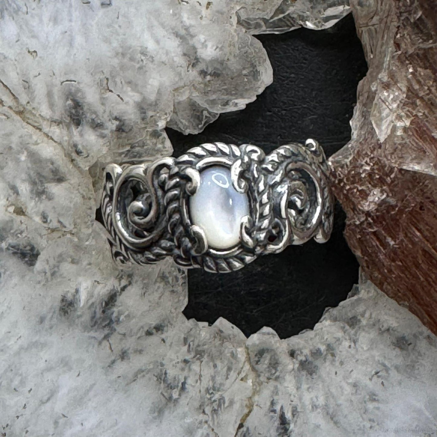 Carolyn Pollack Sterling Silver Oval Moonstone Decorated Ring For Women w/Size Variety