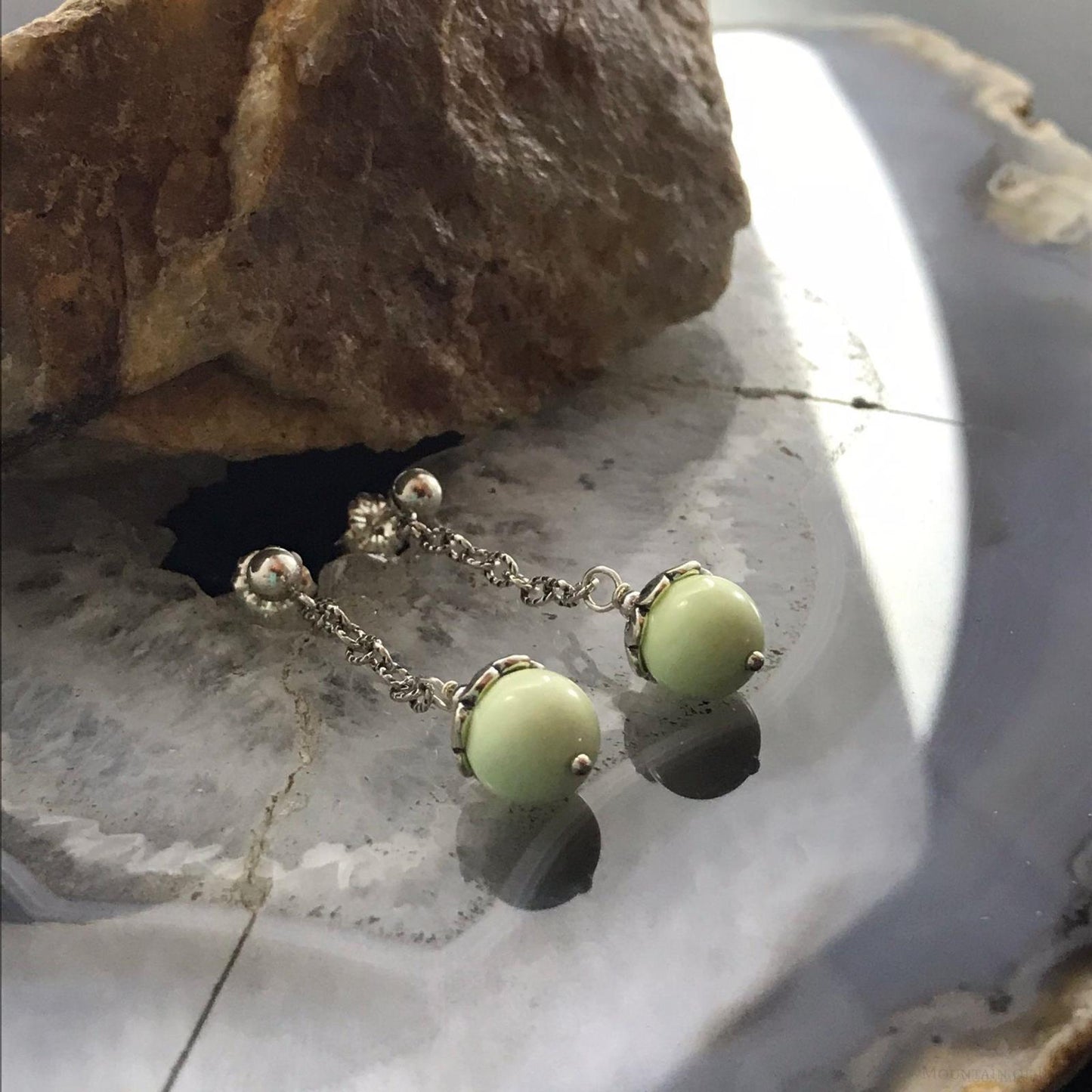 Carolyn Pollack Sterling Silver Gaspeite Bead Dangle Earrings For Women