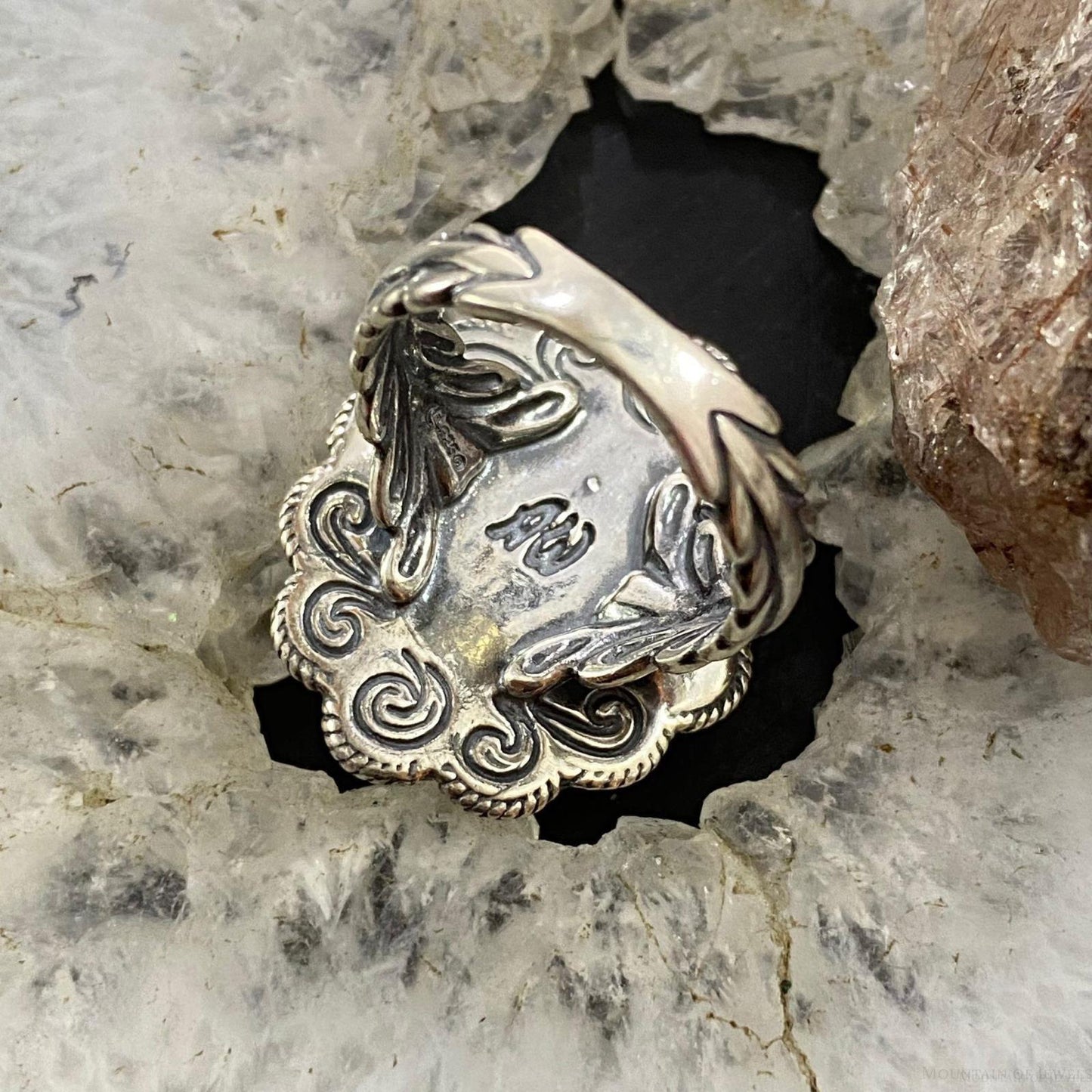 Carolyn Pollack Southwestern Style Sterling Silver Red Coral, White Agate, Lapis Cluster Ring For Women