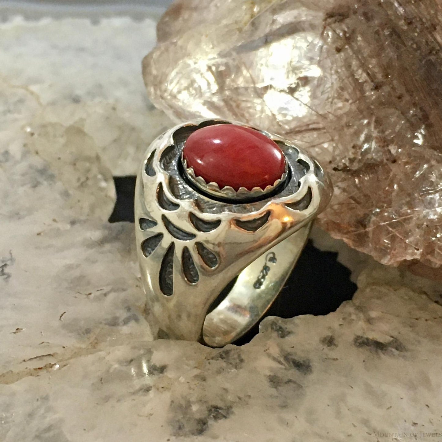 Carolyn Pollack Southwestern Style Sterling Silver Red Jasper Shield Ring For Women
