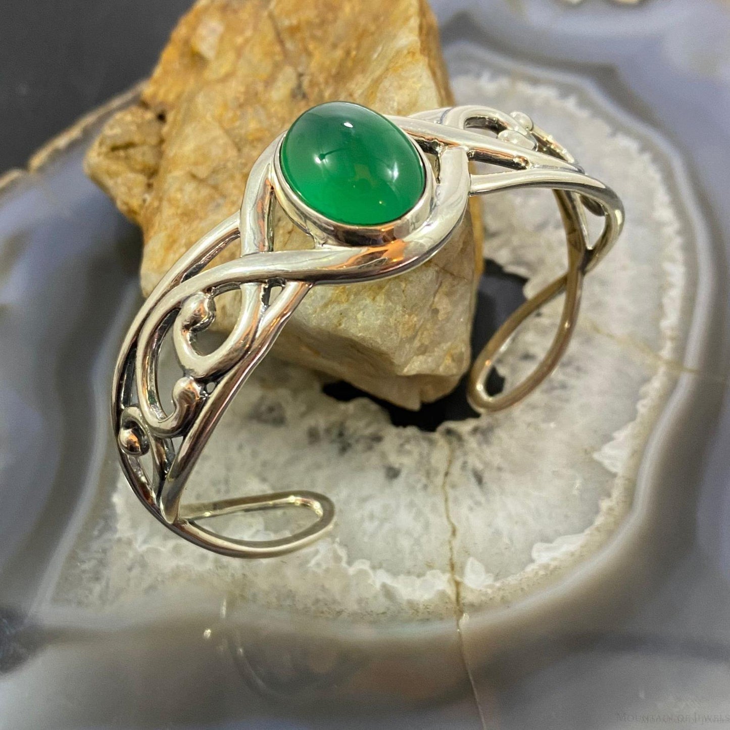 Carolyn Pollack Sterling Silver Paradise Green Chalcedony Bracelet For Women