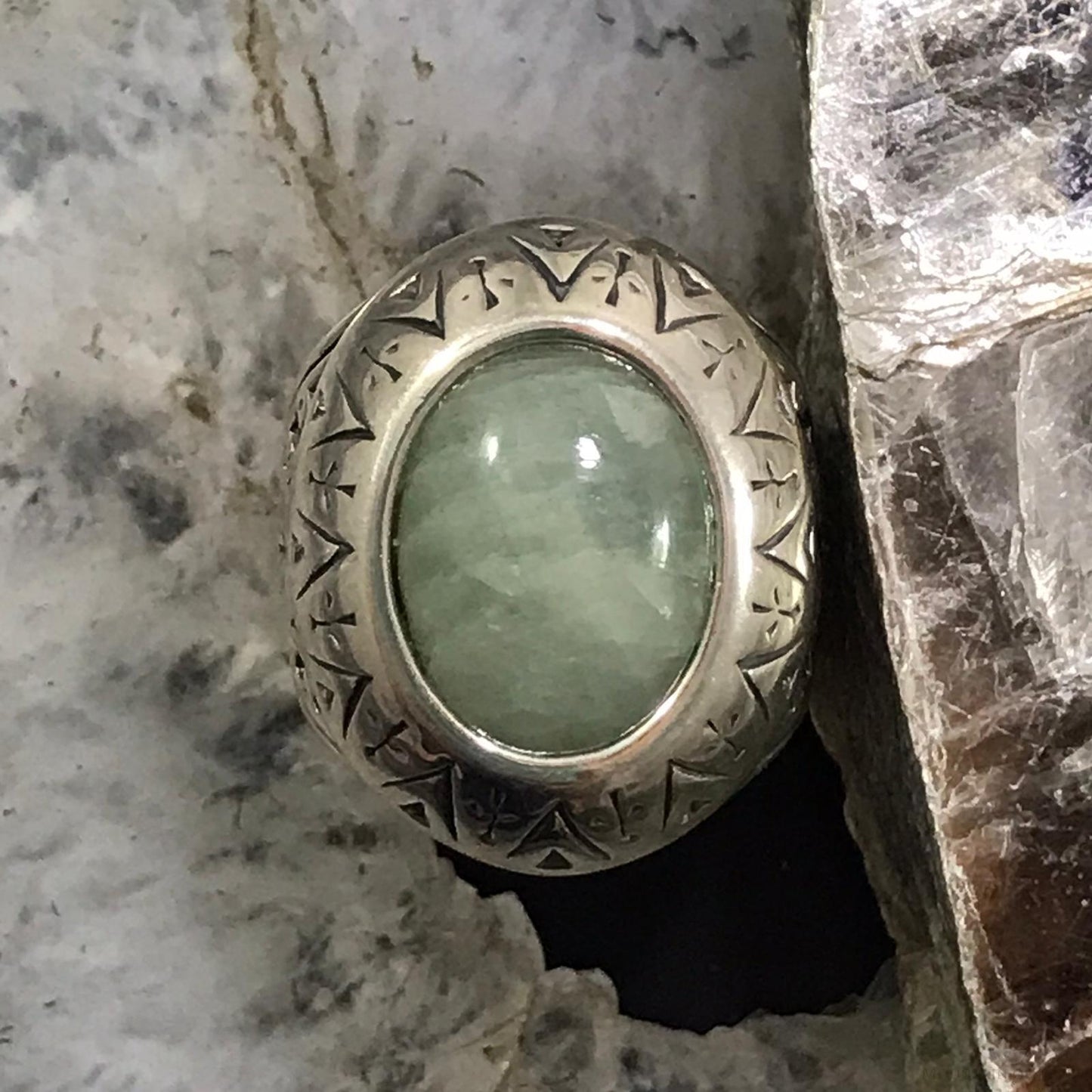 Carolyn Pollack Sterling Silver Oval Amazonite Decorated Ring Size 6 For Women