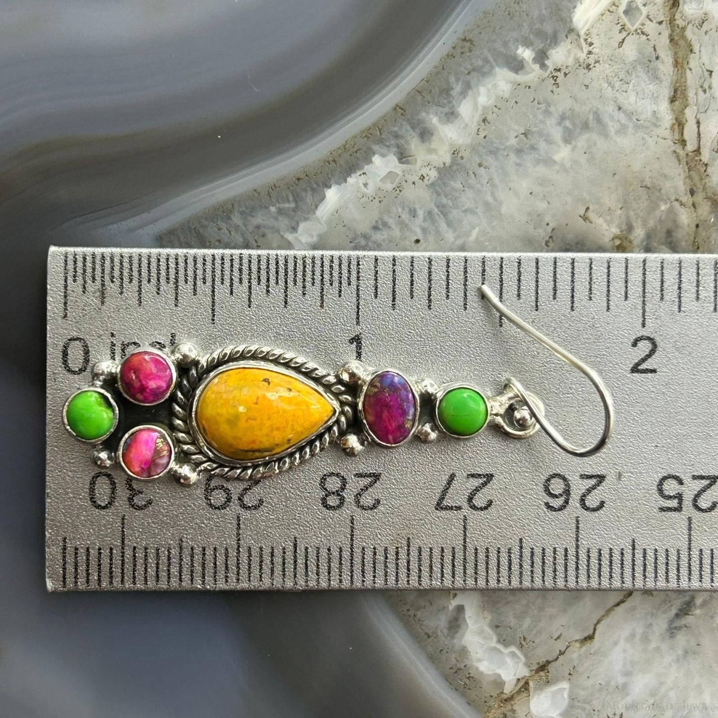 Sterling Silver Southwestern Style Multistone Dangle Earrings For Women #6