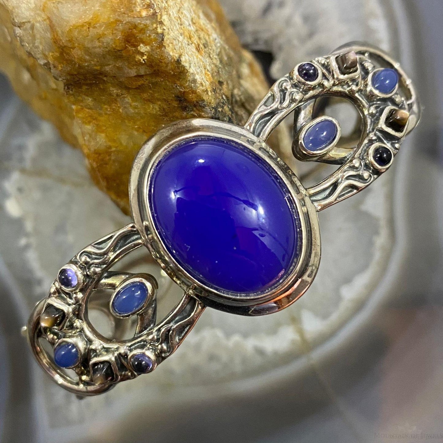 Carolyn Pollack Sterling Silver Lapis & Multi Gemstone Decorated Bracelet For Women