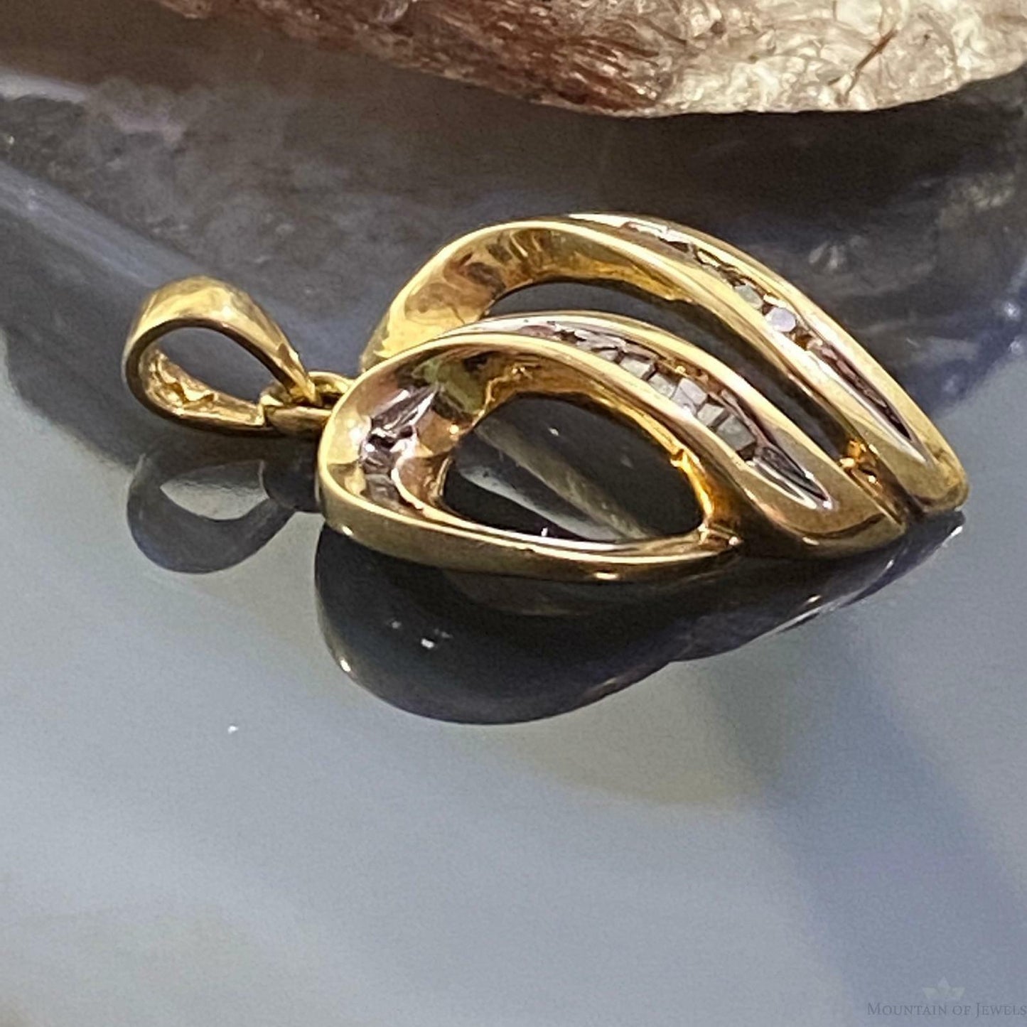 10K Yellow Gold Heart Shape With Diamonds Charm For Women