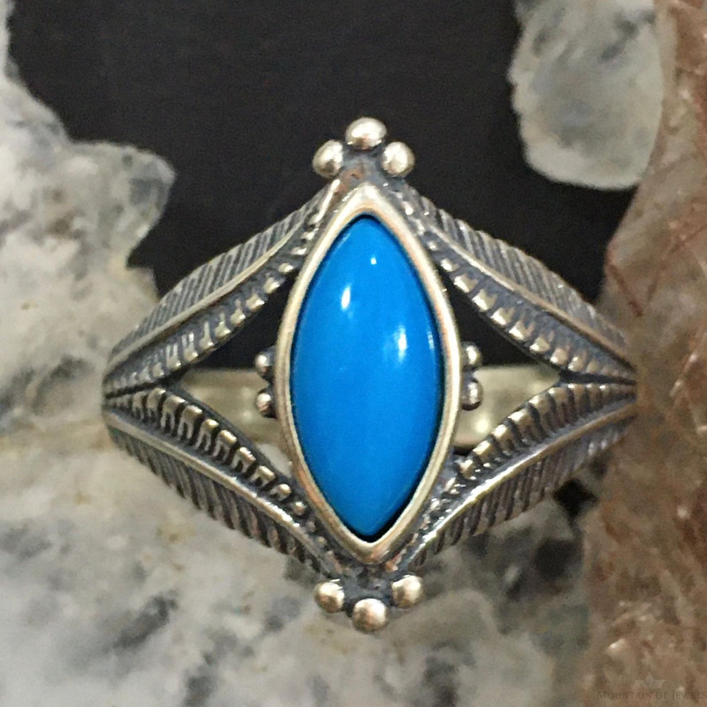 Carolyn Pollack Sterling Silver Marquise Sleeping Beauty Turquoise Ring For Women