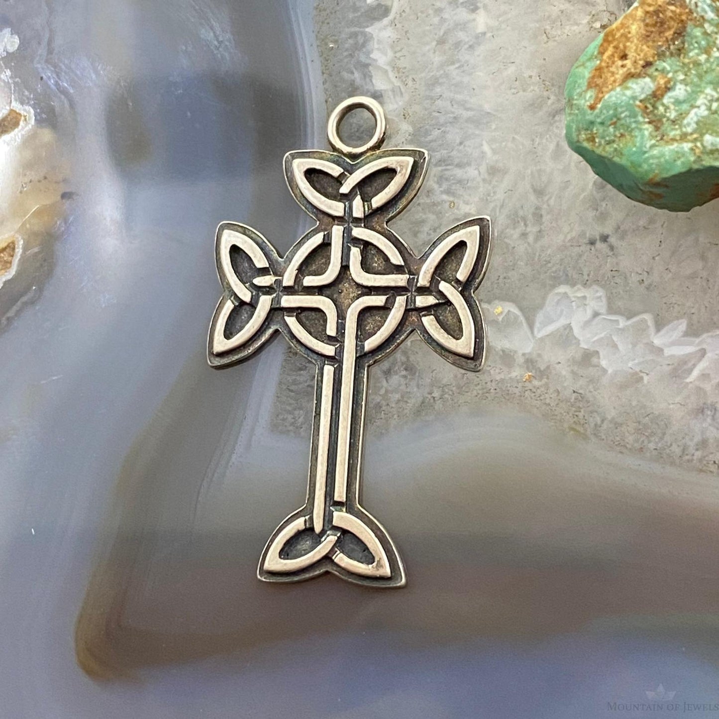 Vintage Signed Anderson Sterling Silver Overlay Celtic Cross Unisex Pendant