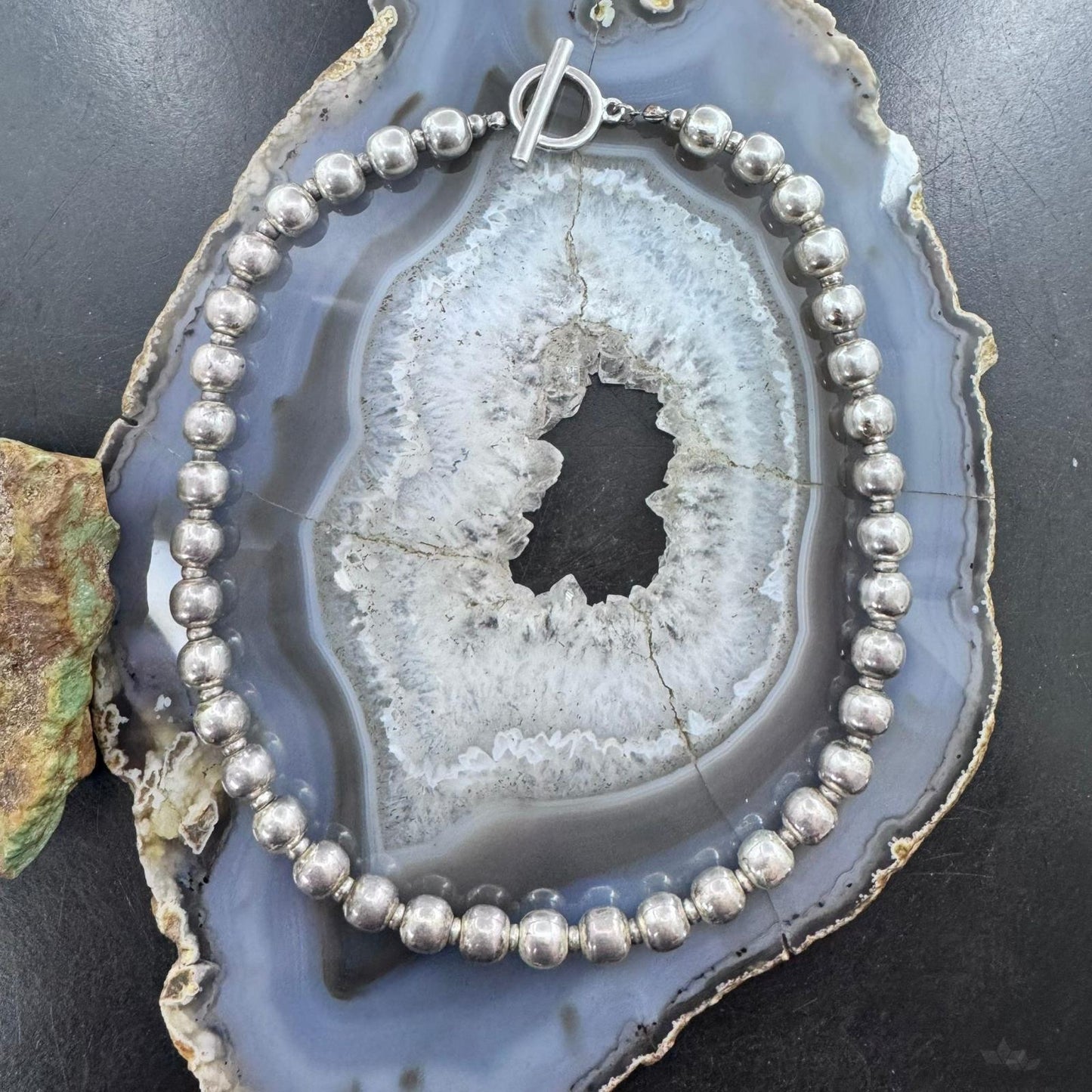 Silver Southwestern Style Rounded Beads 14" Necklace For Women