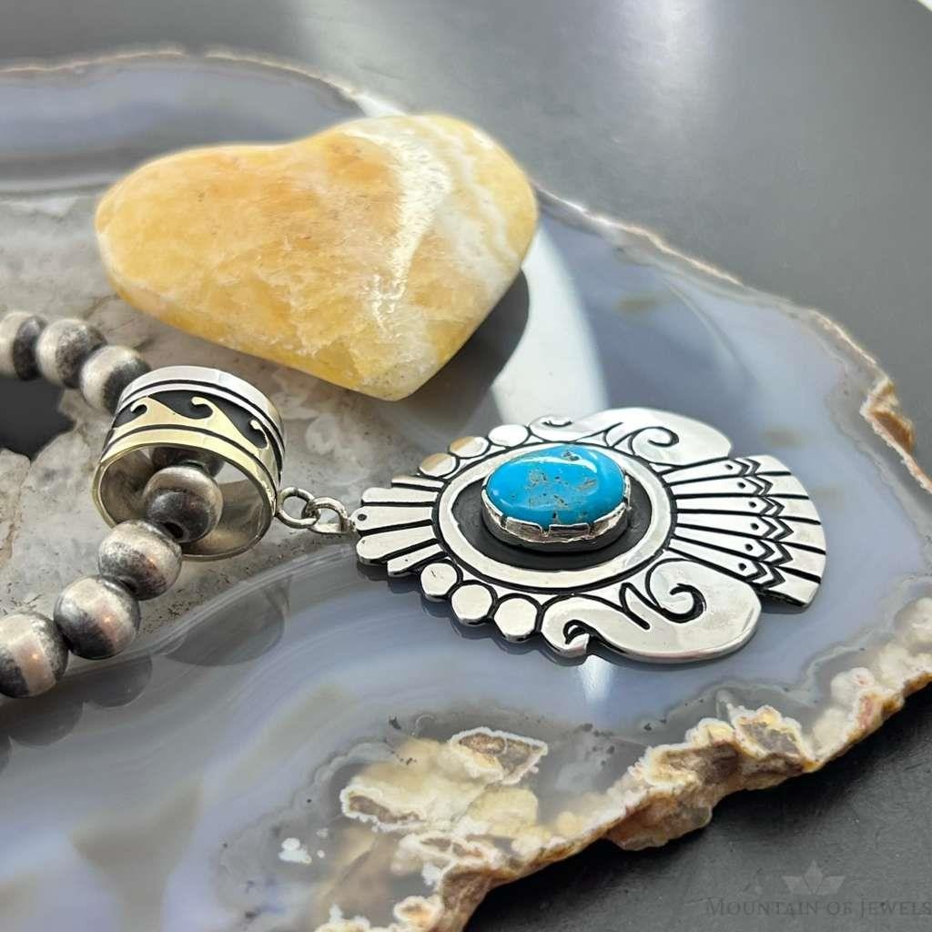 Tommy & Rosita Singer Sterling Silver Overlay w/Turquoise Unisex Pendant #1