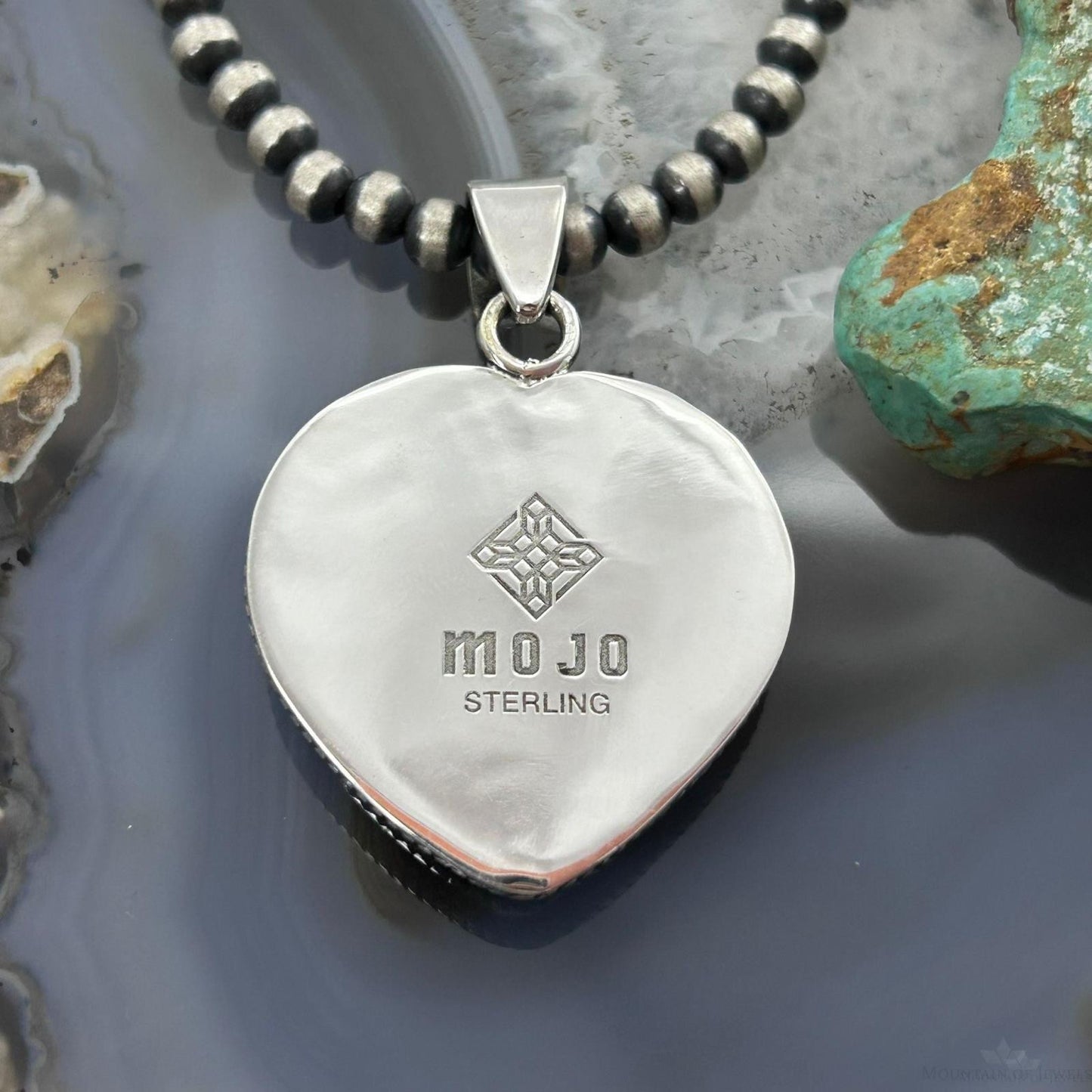Sterling Silver Southwestern Style White Buffalo Heart Pendant For Women