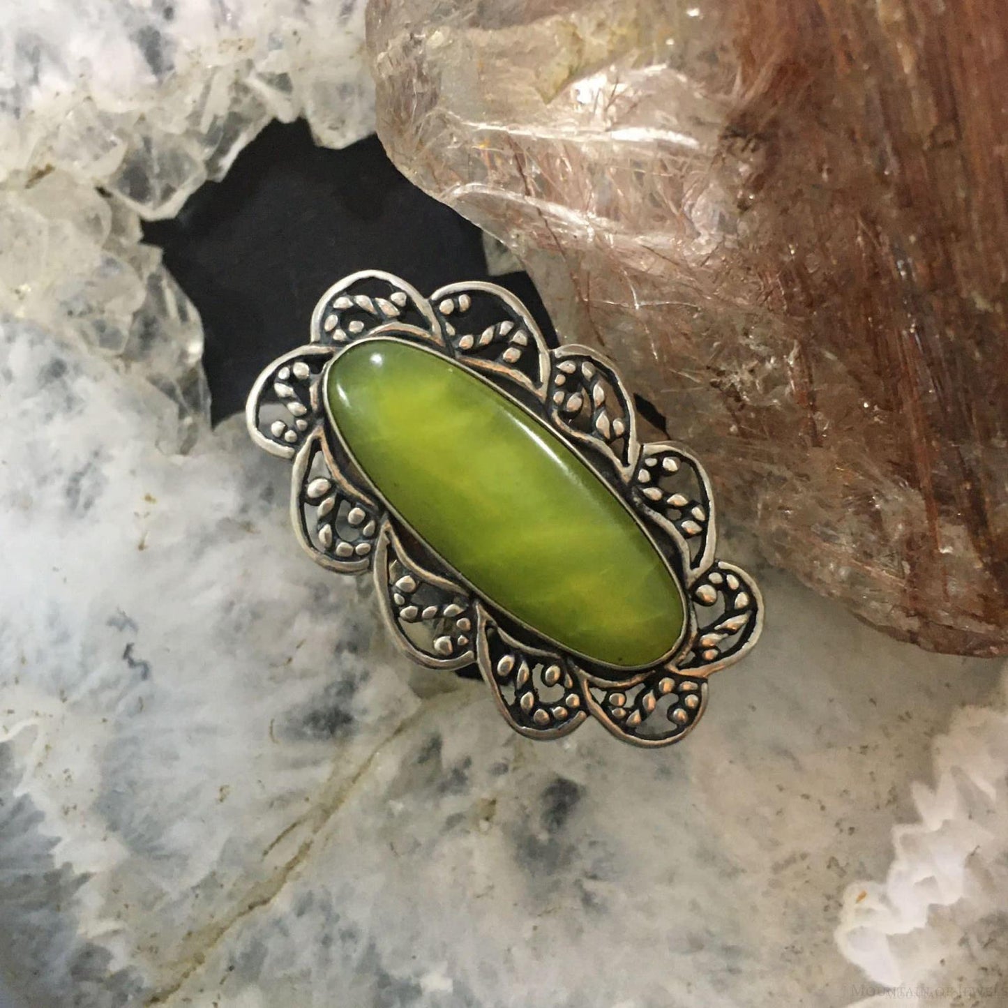 Carolyn Pollack Southwestern Style Sterling Silver Variscite Adjustable Ring For Women