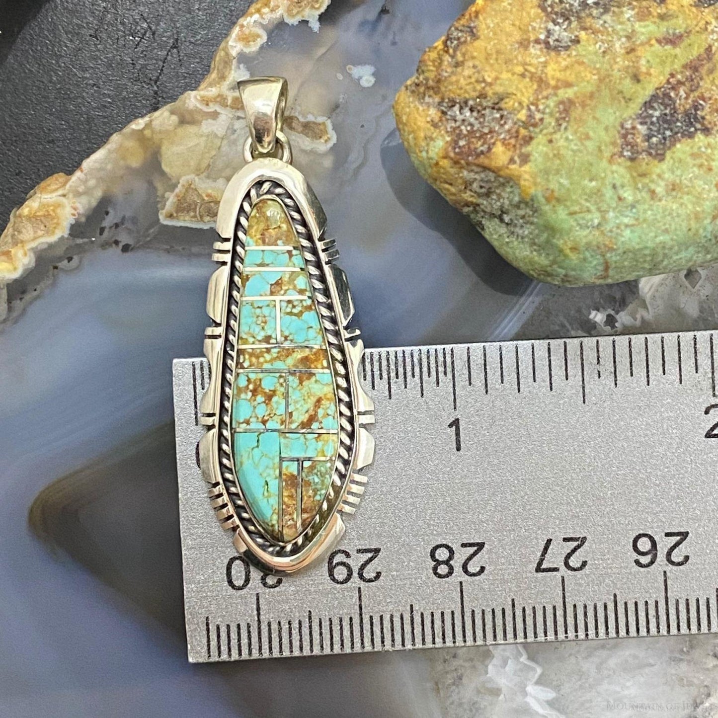 Wydell Billie Sterling Silver Turquoise Channel Inlay Unisex Pendant