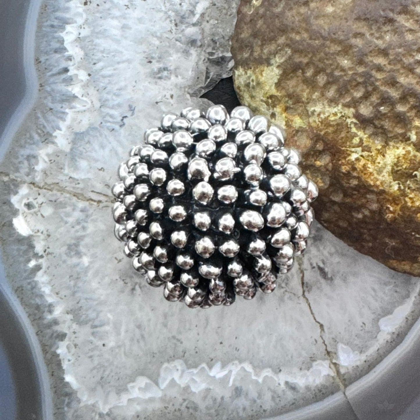 Sterling Silver Electroform Multi Ball Dome Fashion Ring For Women, Taxco Mexico