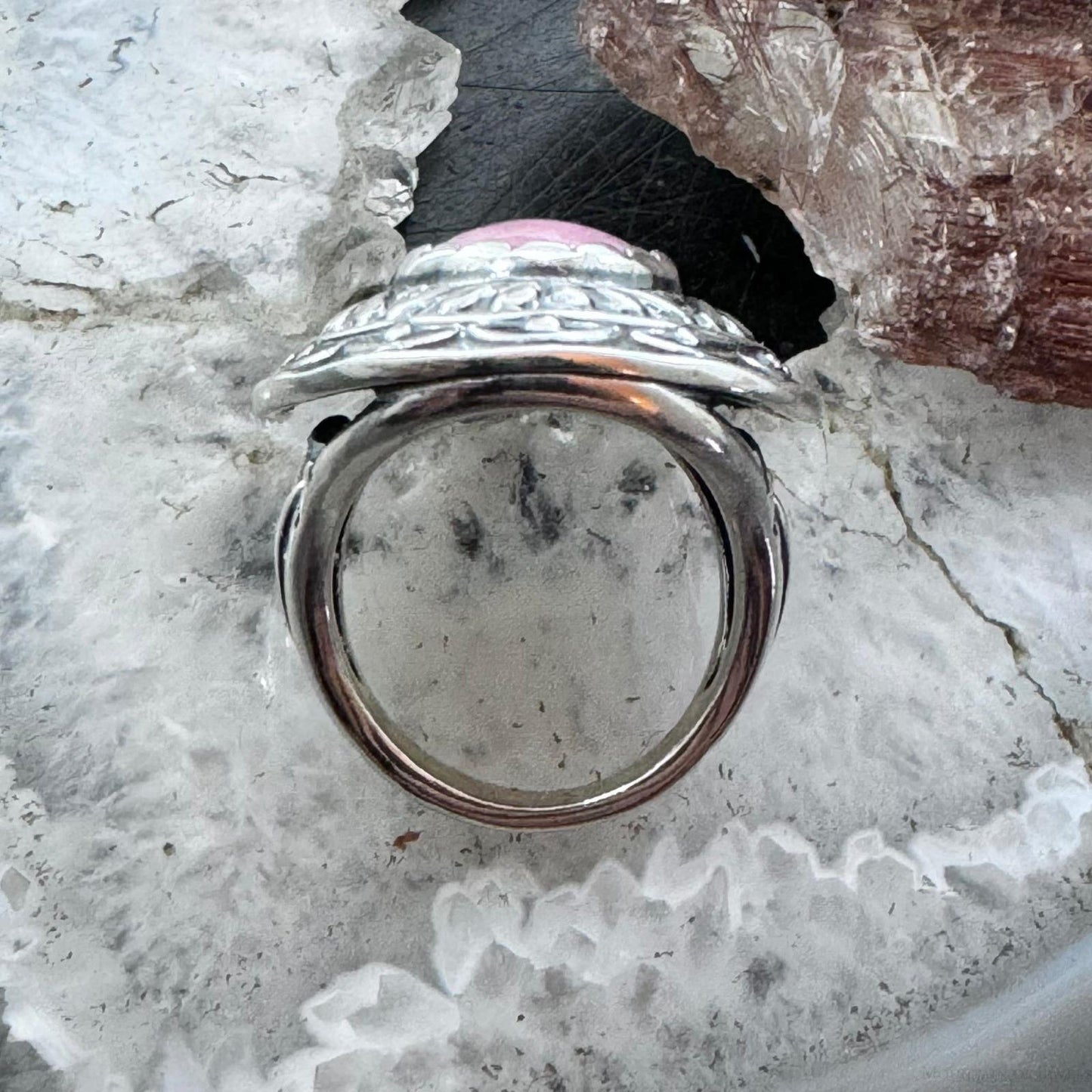 Carolyn Pollack Sterling Silver Oval Rhodochrosite Decorated Ring Size 5 For Women #1