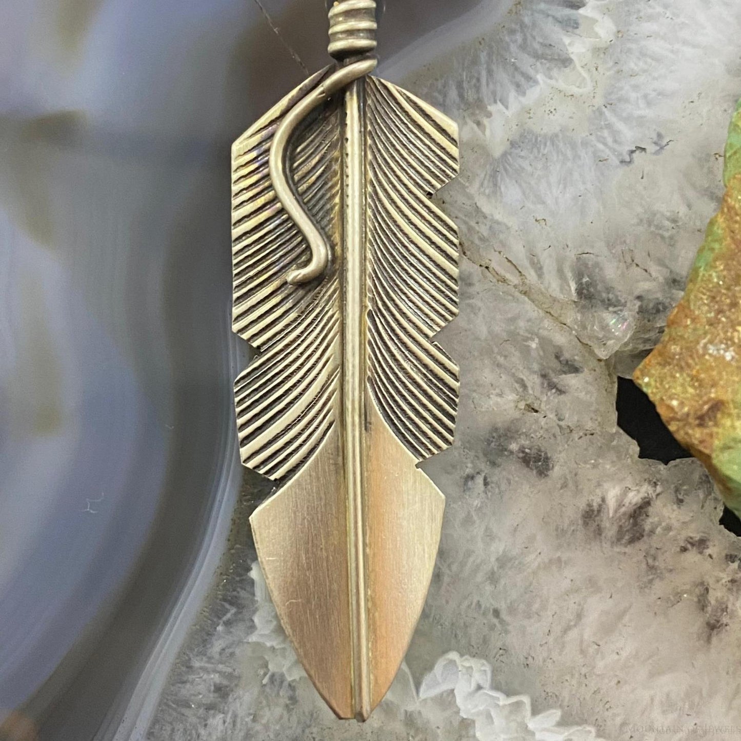 Chris Charley Native American Sterling Silver Feather Unisex Pendant