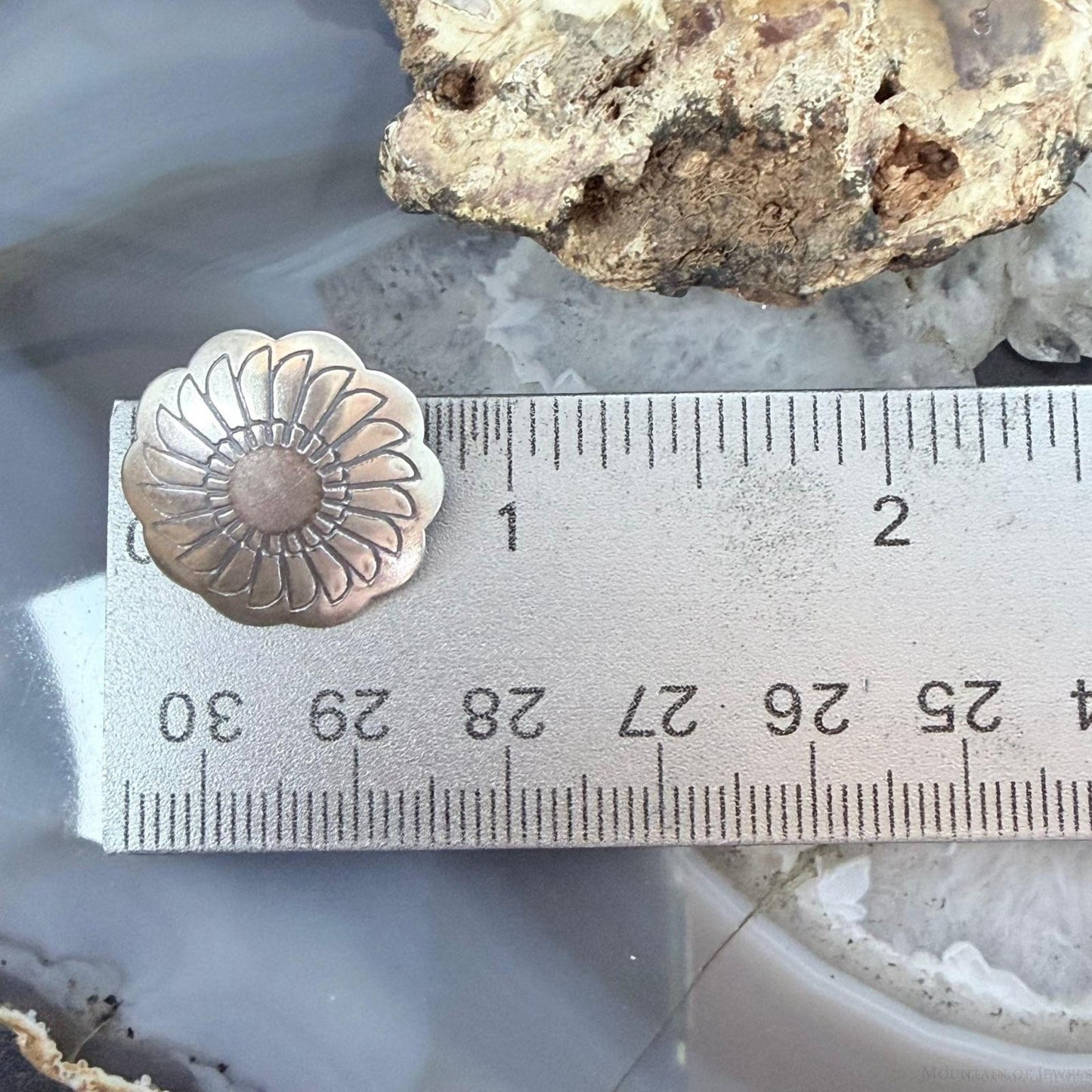 Native American Sterling Silver Floral Stamped Post Earrings For Women