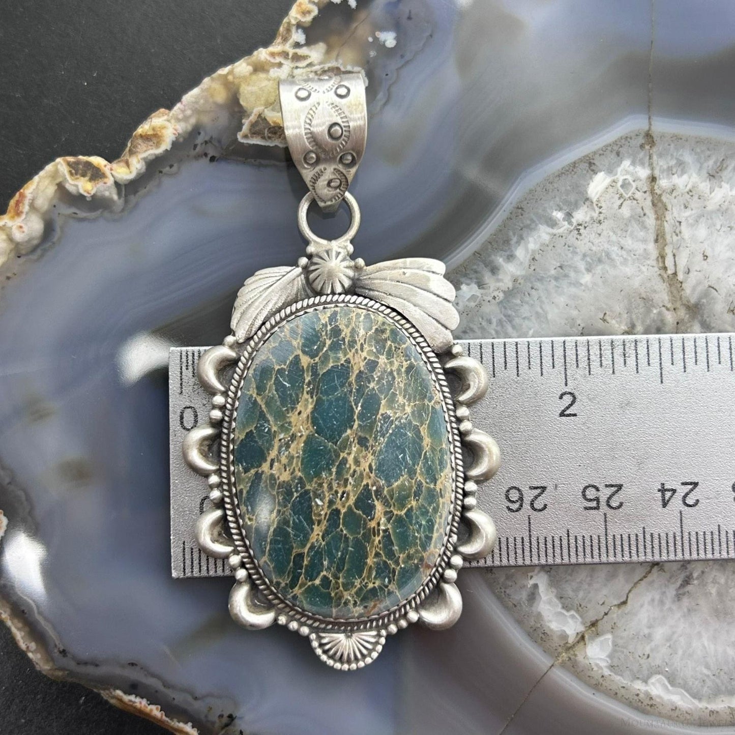 Sterling Silver Southwestern Style Oval Sediment Jasper Pendant For Women