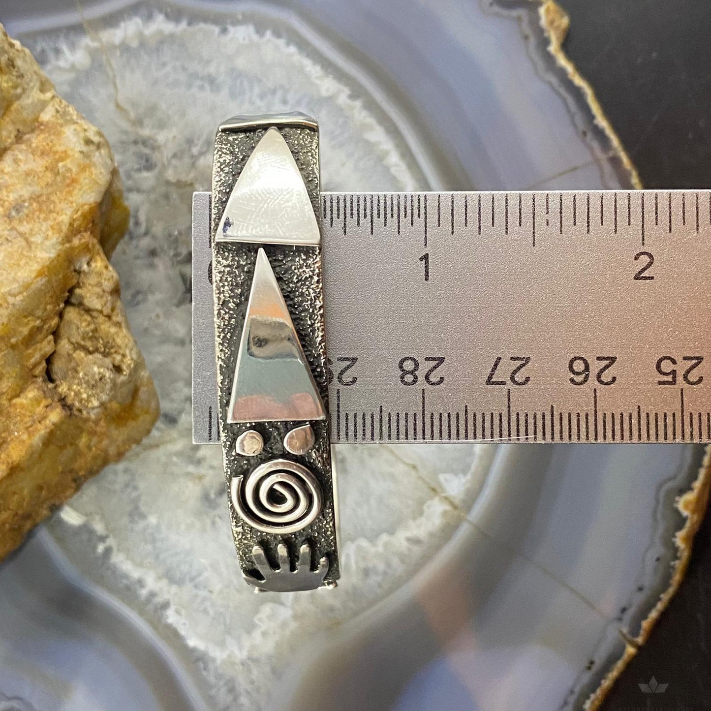 Alex Sanchez Native American Sterling Silver Petroglyph Bracelet For Women #4