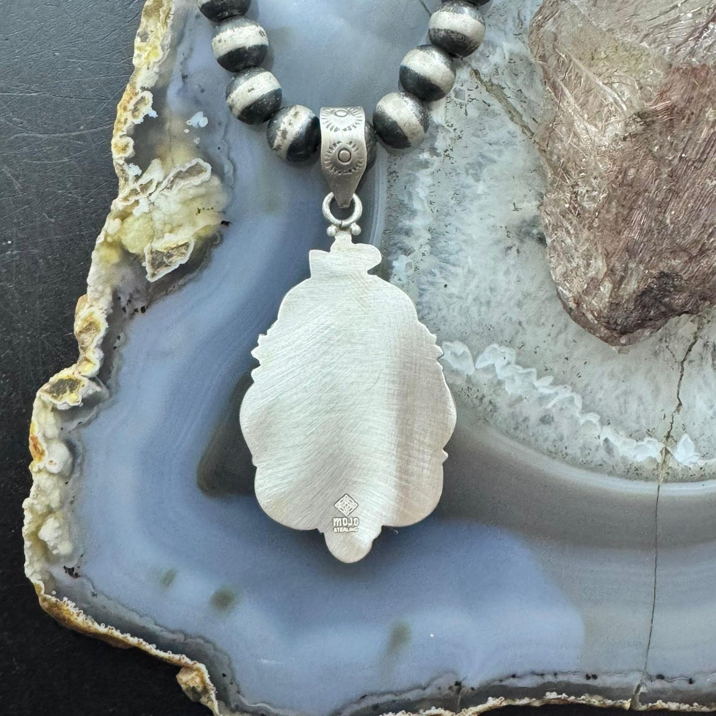 Sterling Silver Southwestern Style Teardrop Red Plum Decorated Pendant For Women