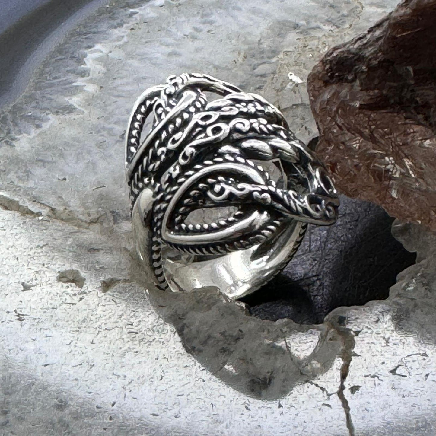 Carolyn Pollack Sterling Silver Swirly Decorated Ring For Women w/Size Variety