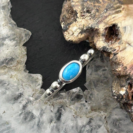 Carolyn Pollack Sterling Silver Oval Small Turquoise Ring For Women