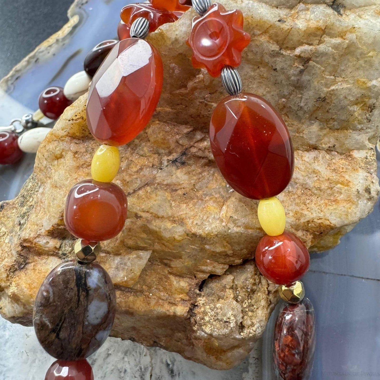 Carolyn Pollack Sterling Silver Multi Earthtone Gemstone Beaded Necklace For Women