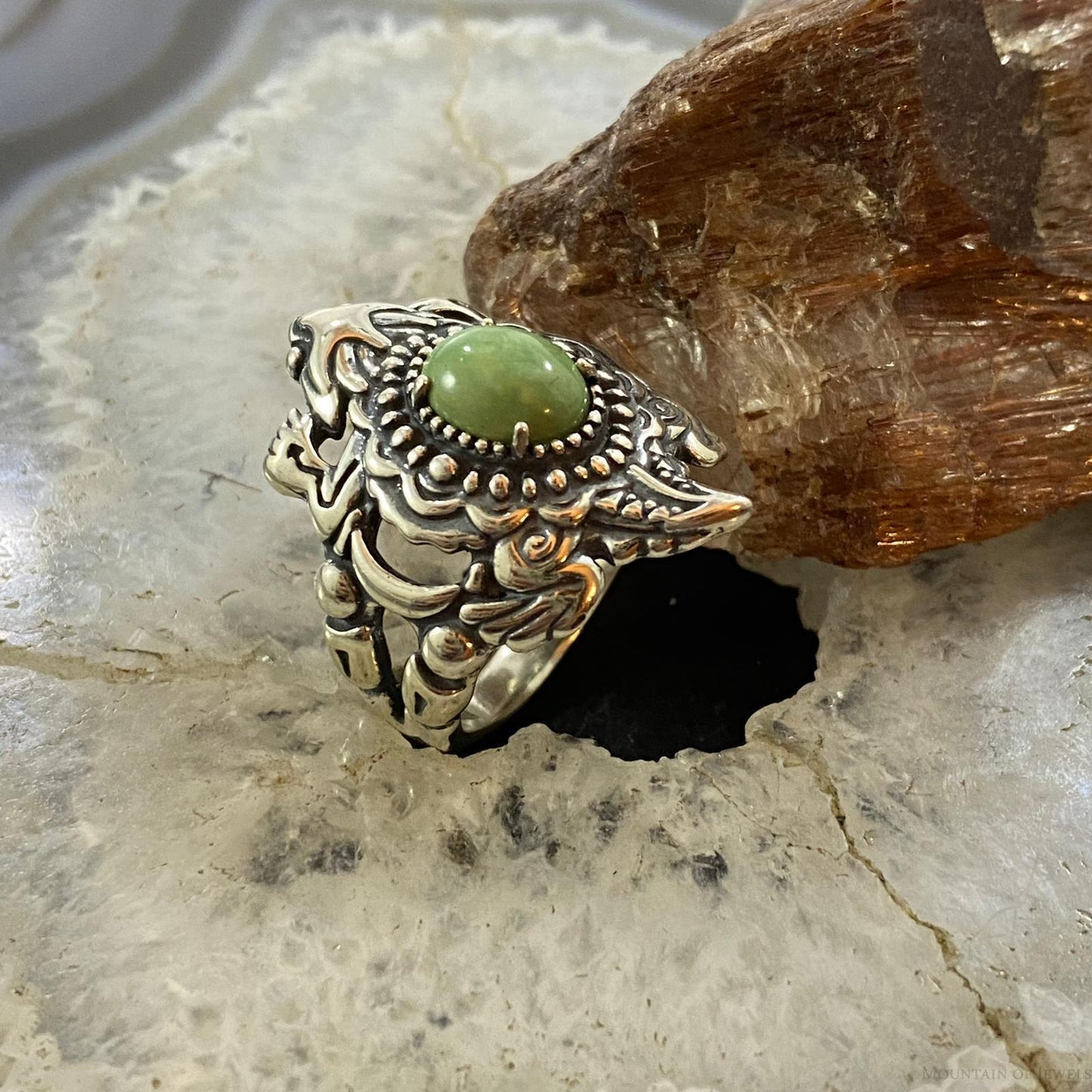 Fritz Casuse & Carolyn Pollack Southwestern Style Sterling Silver Green Turquoise Horned Toad Ring For Women