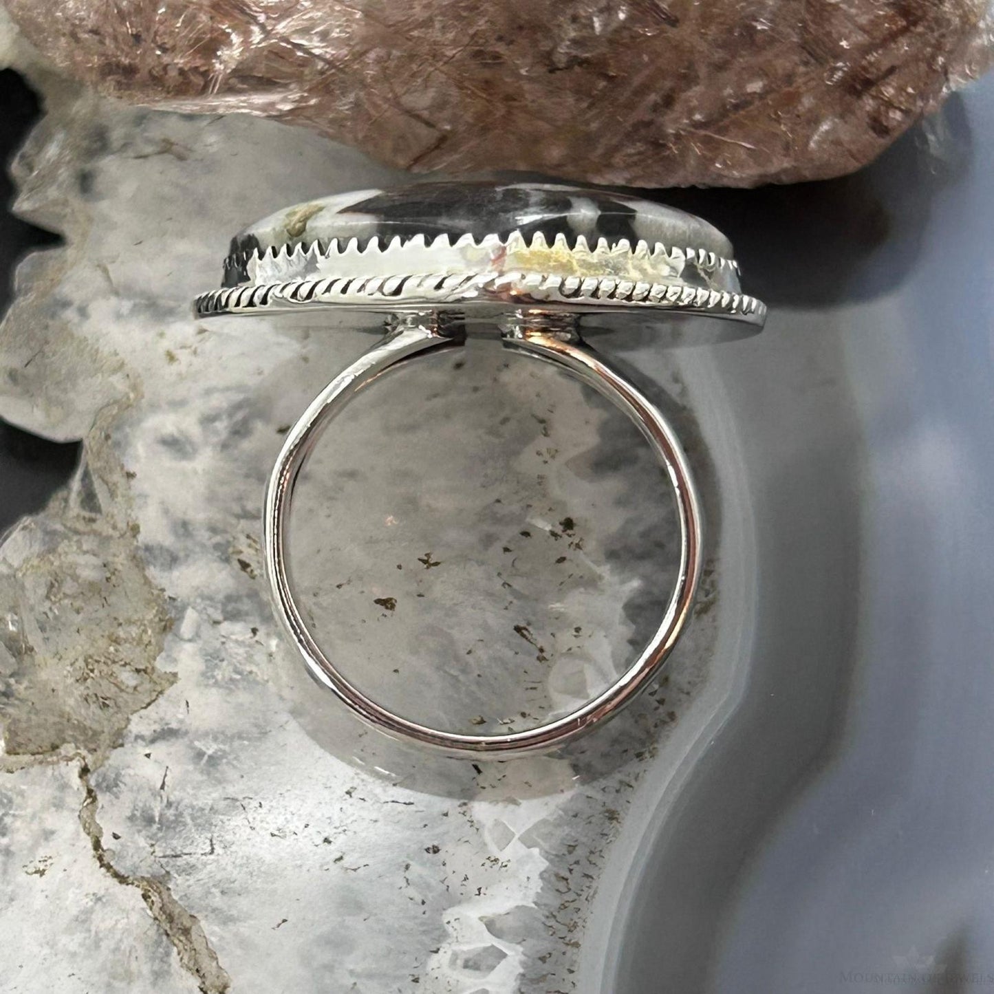 Sterling Silver Southwestern Style White Buffalo Heart Shape Ring Size 9 For Women