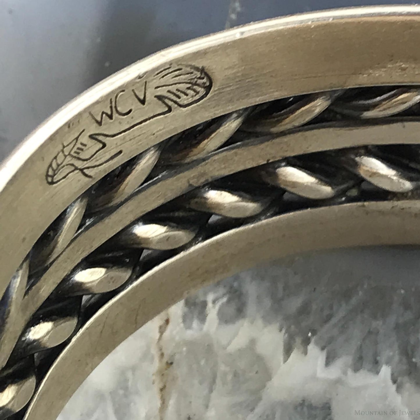Wilbert Vandever Native American Sterling Silver Engraved Oval Onyx Bracelet