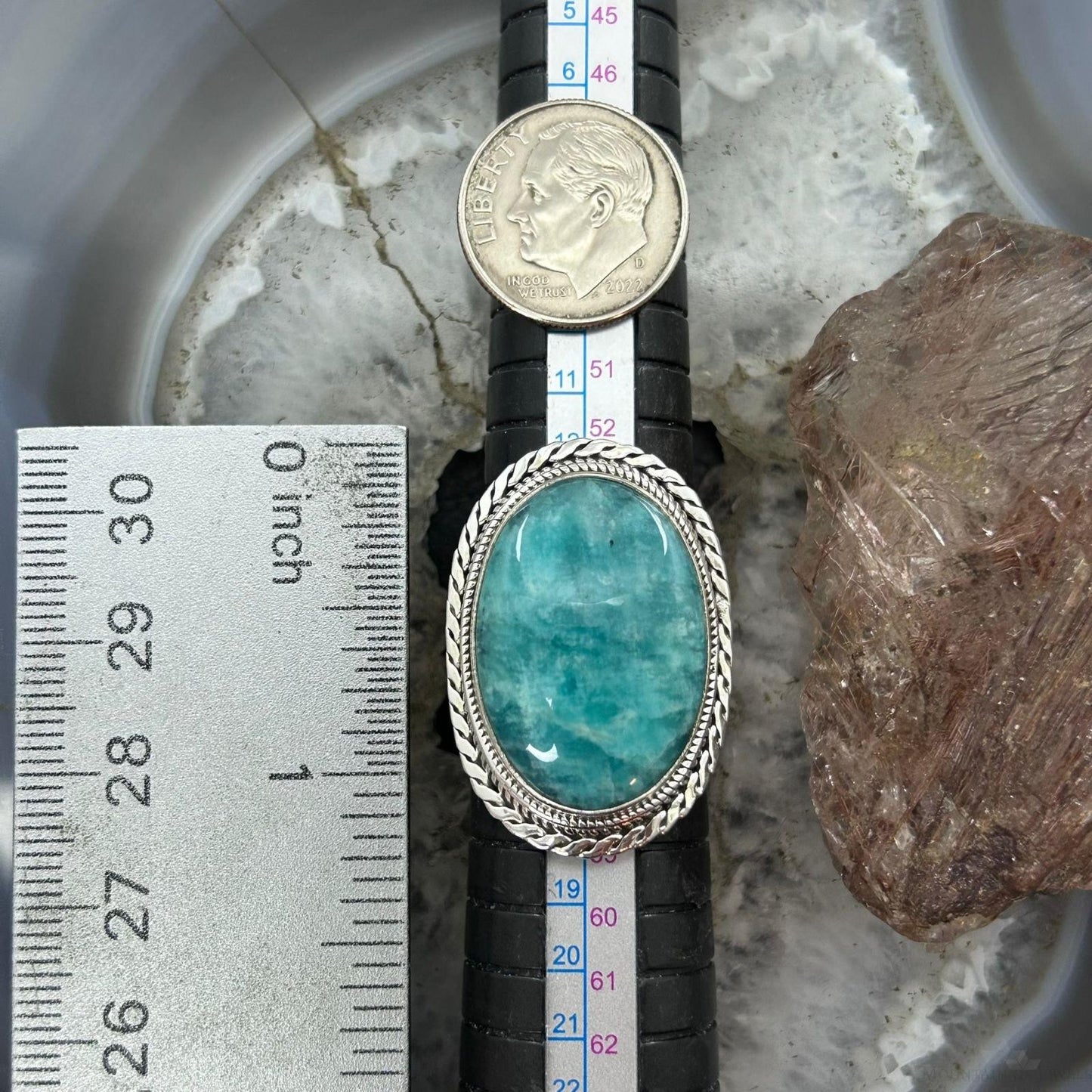 Sterling Silver Southwestern Style Oval Amazonite Ring Size 7.75 For Women