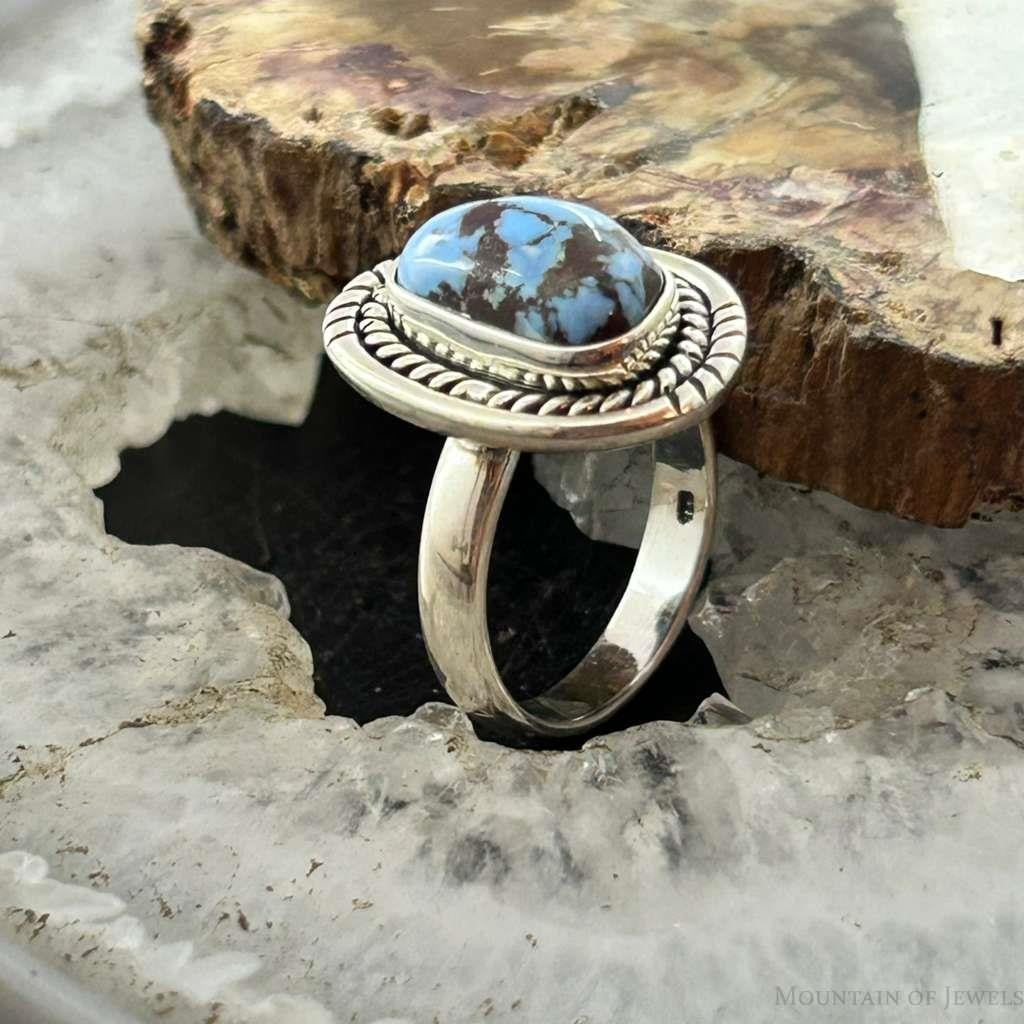 Sterling Silver Southwestern Style Golden Hill Turquoise Ring Size 6 For Women
