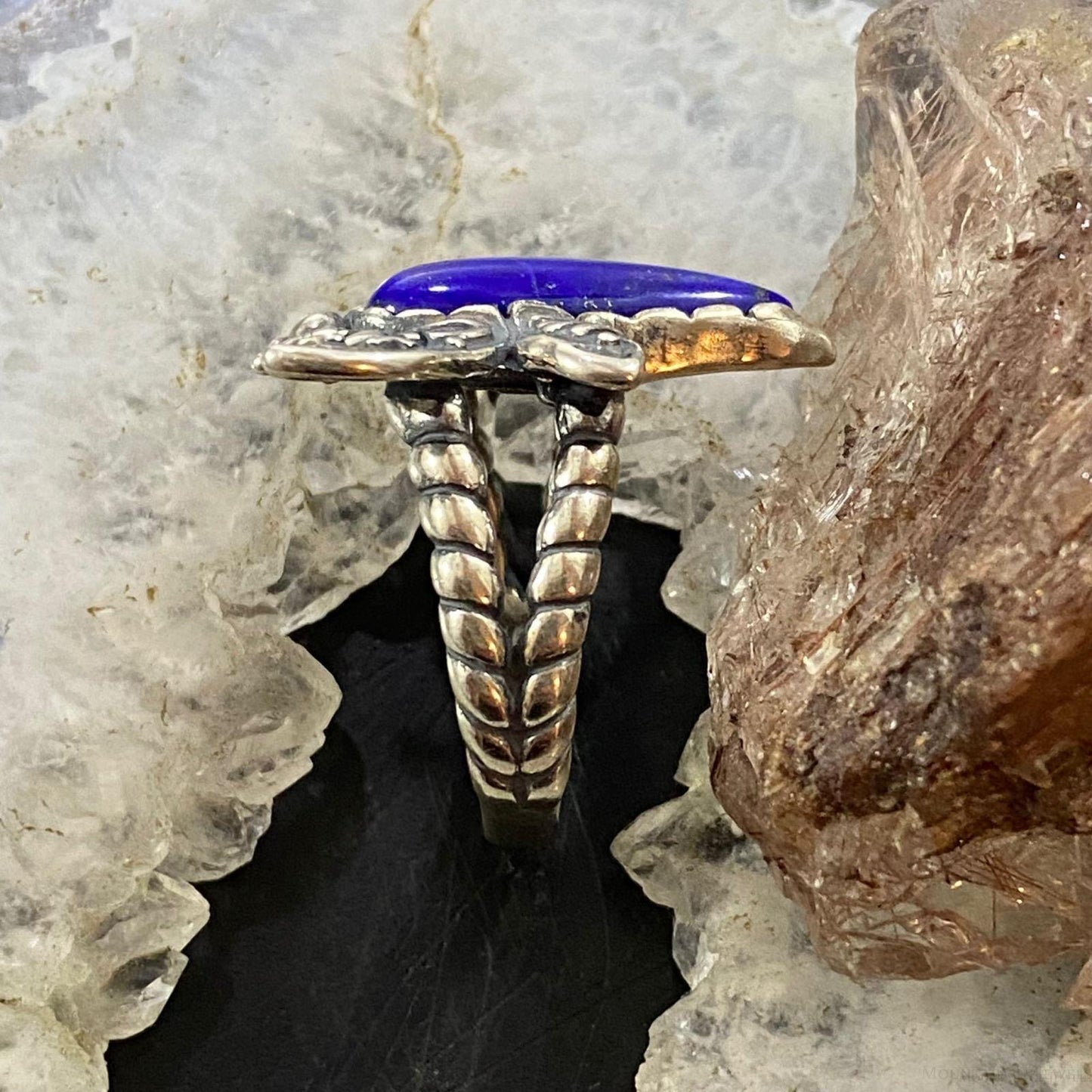 Carolyn Pollack Southwestern Style Sterling Silver Lapis Dragonfly Ring Size 9.25 & 10.25 For Women