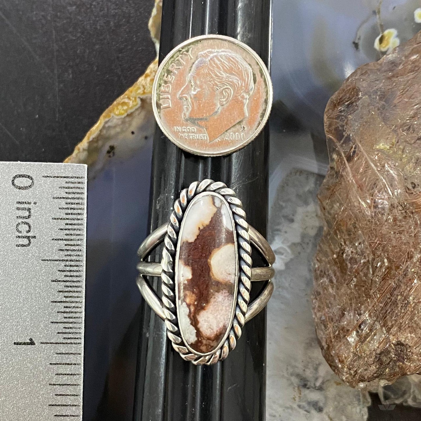 Native American Sterling Oval Wild Horse Decorated Ring Size 9.5 For Women