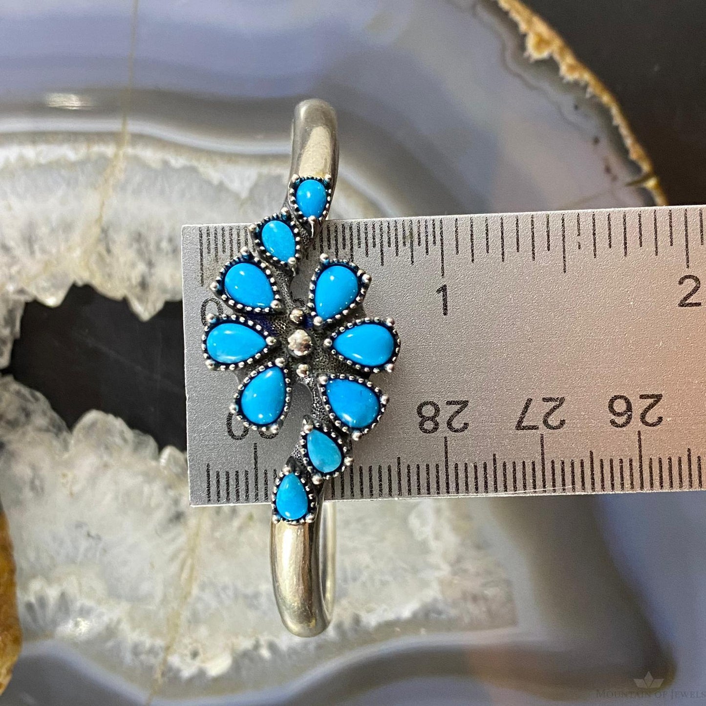 Carolyn Pollack Vintage Southwestern Style Sterling Silver Turquoise Cluster Bracelet For Women