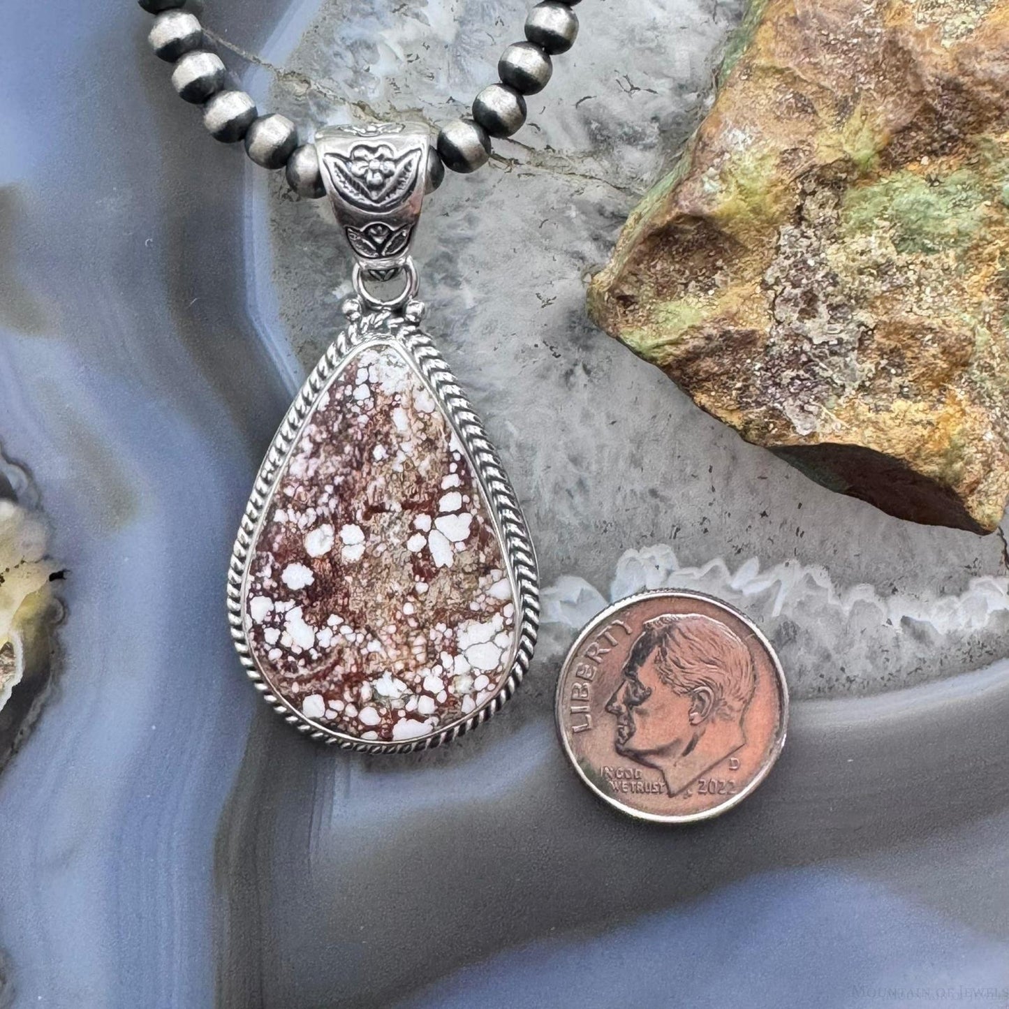Native American Sterling Silver Teardrop Wild Horse Decorated Pendant For Women