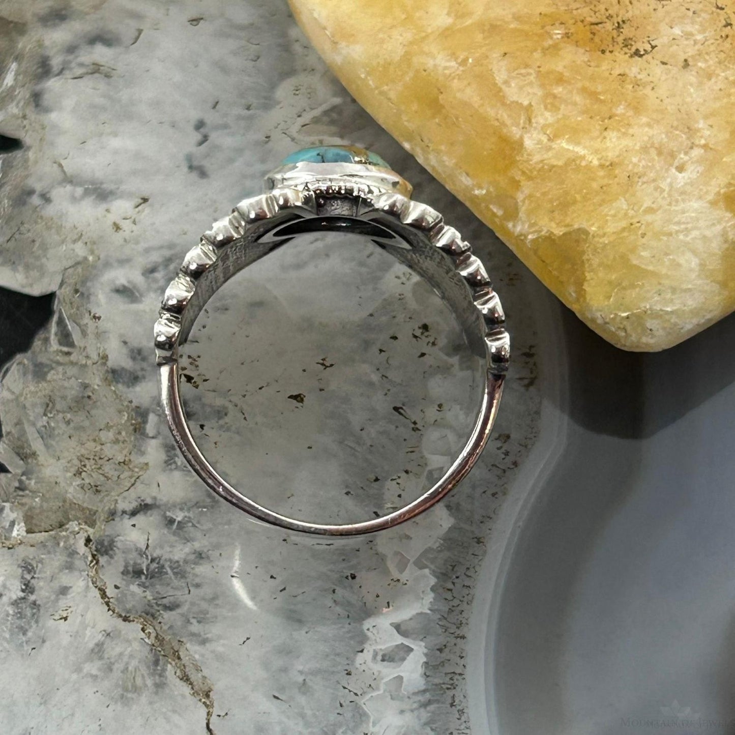 Sterling Silver Southwestern Style Copper Turquoise Unisex Wing Ring Size 9