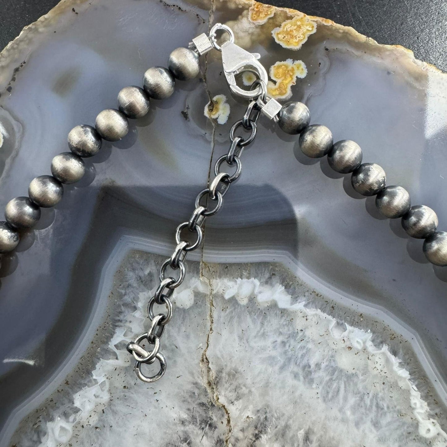 Sterling Silver Southwestern Style Navajo Pearl Beads 2-8 mm Necklace 18"-20" For Women