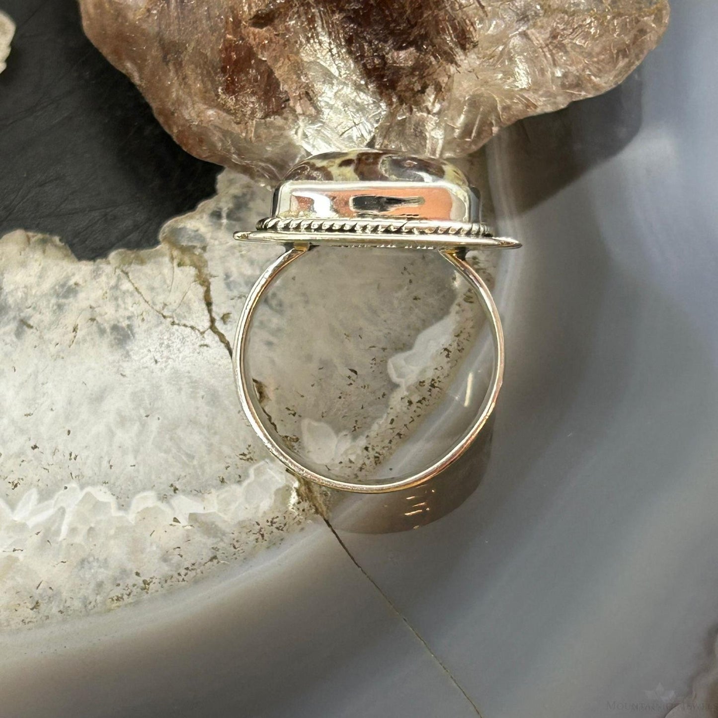Sterling Silver Southwestern Style Square Asteroid Jasper Ring Size 8.25 For Women