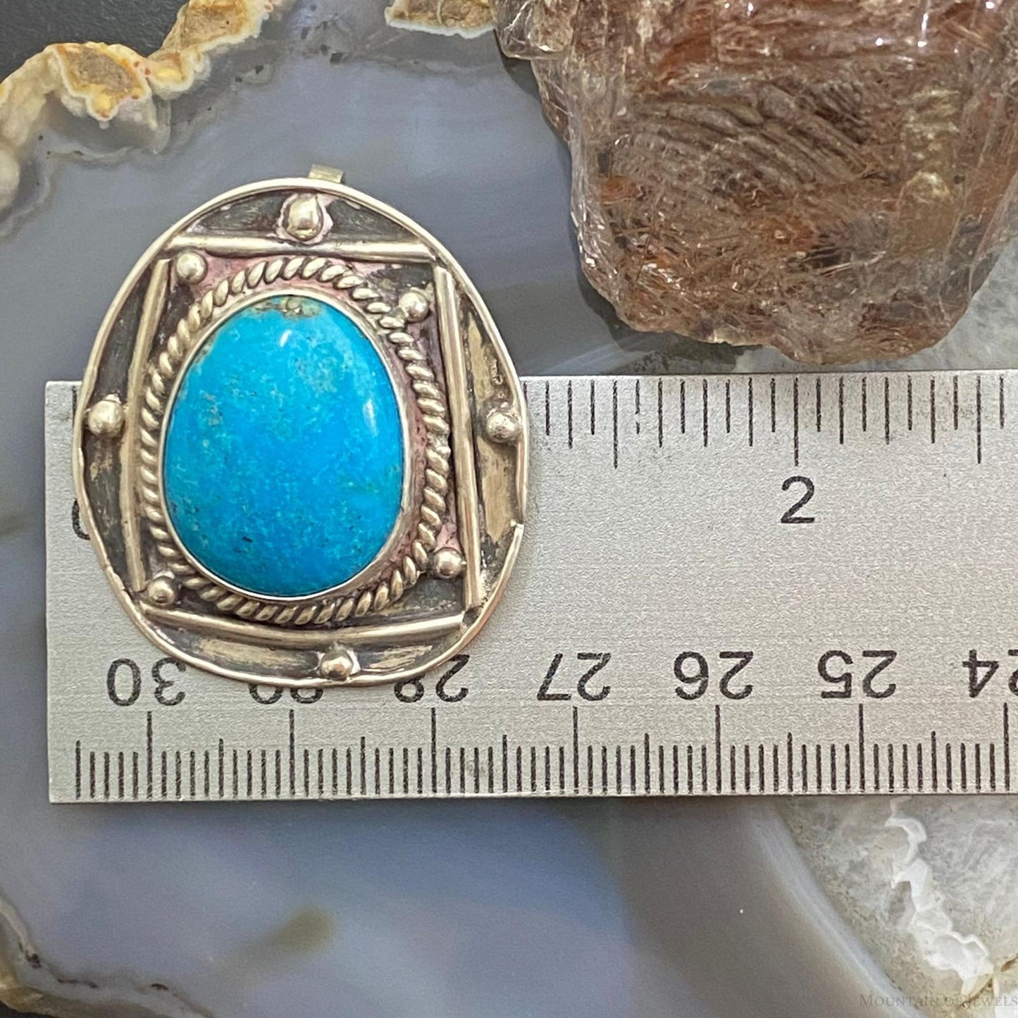 Vintage Native American Silver Oval Turquoise Unisex Pendant