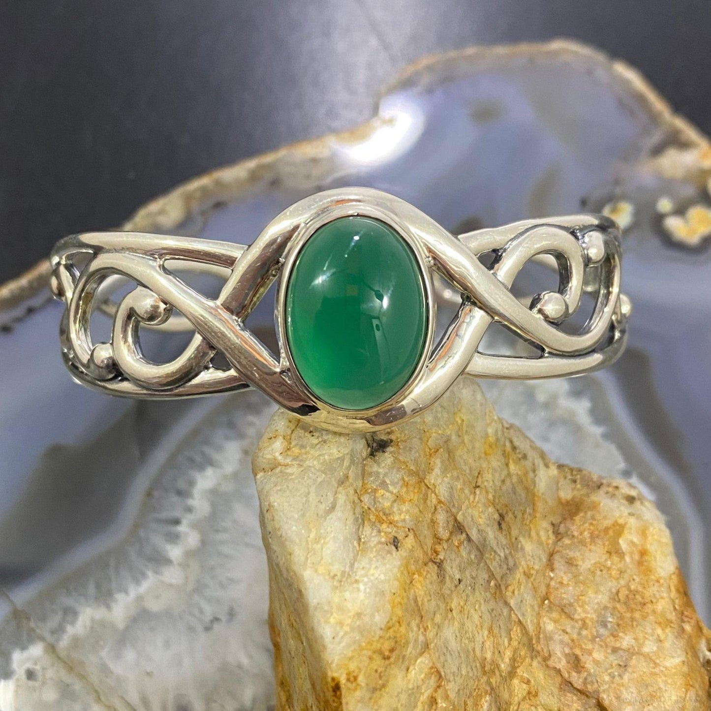 Carolyn Pollack Sterling Silver Paradise Green Chalcedony Bracelet For Women