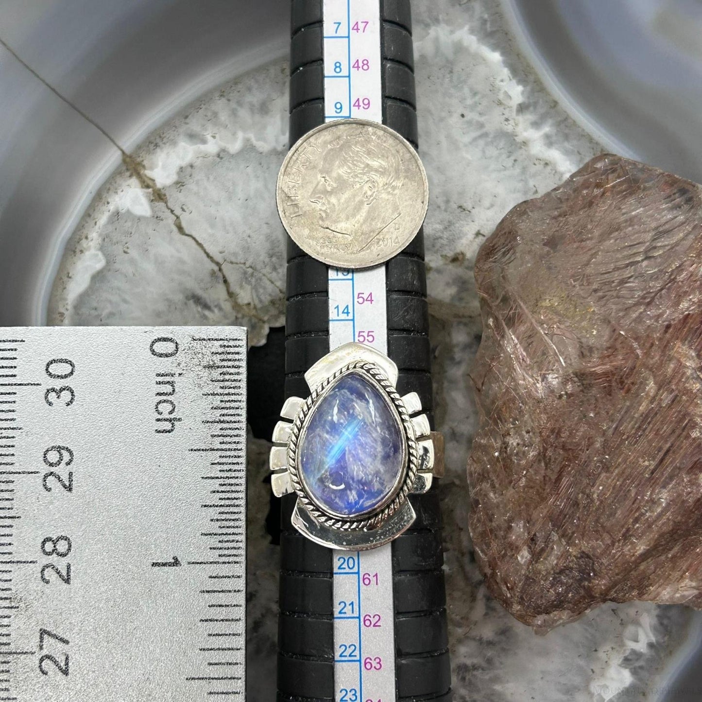 Sterling Silver Southwestern Style Teardrop Purple Rain Ring Size 8.5 For Women