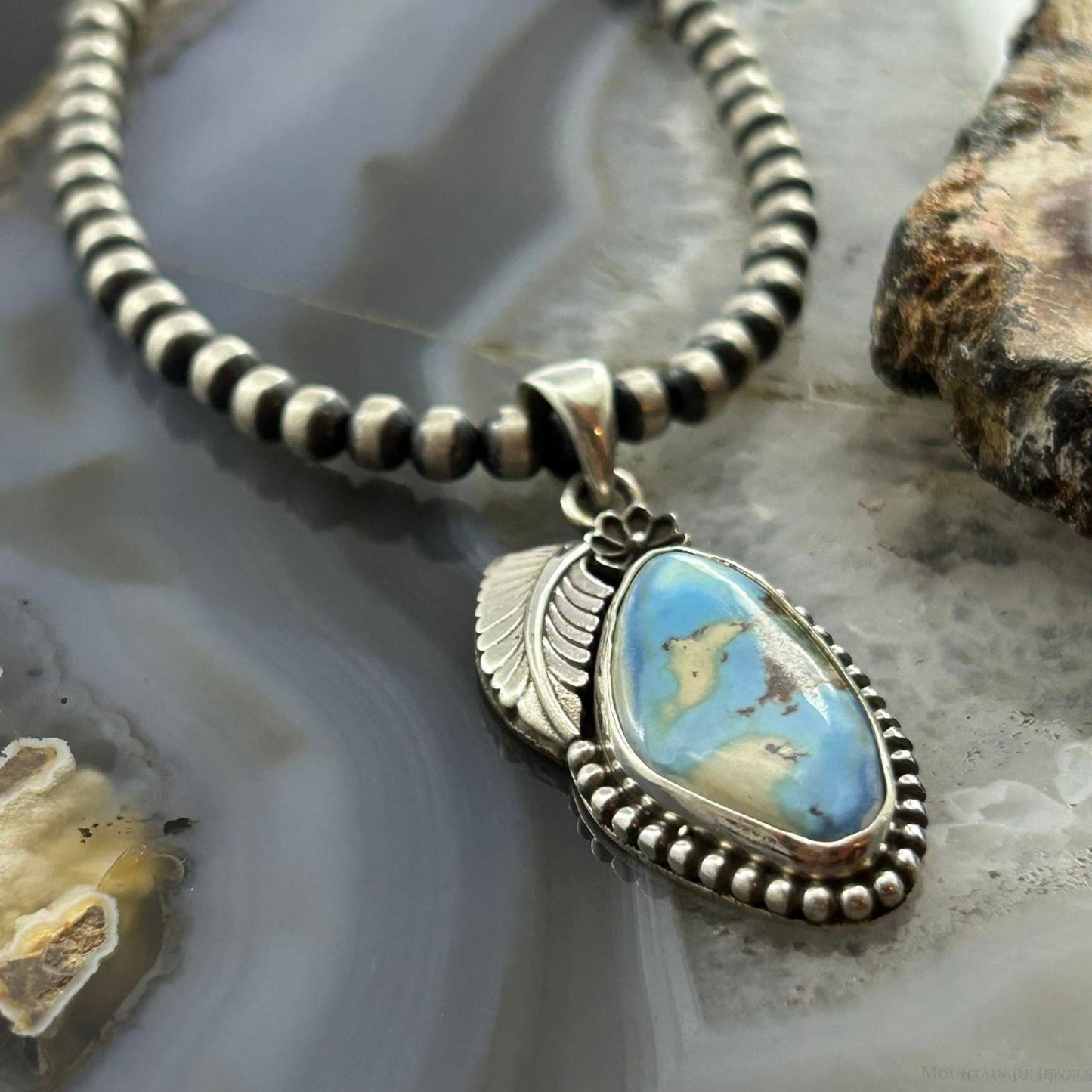 Sterling Silver Southwestern Style Triangular Golden Hill Turquoise Pendant For Women