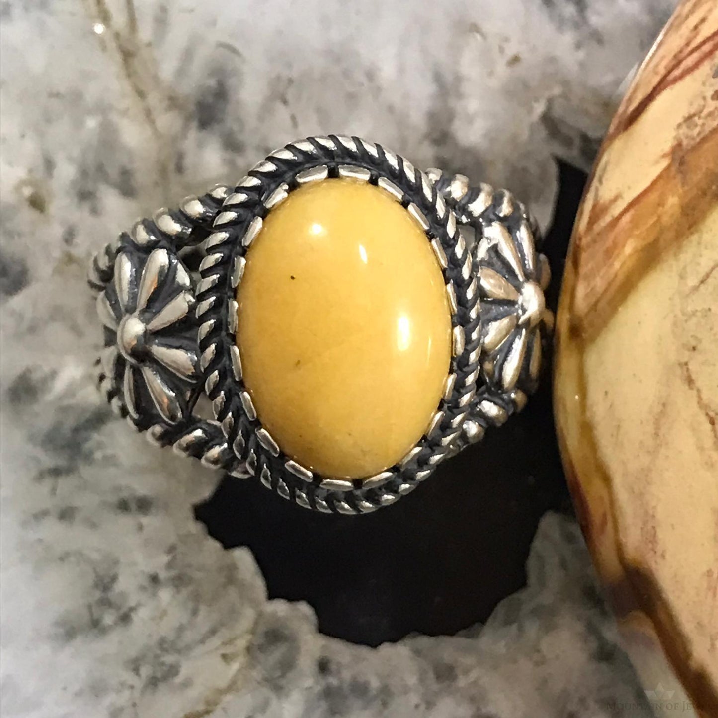 Carolyn Pollack Sterling Silver Oval Yellow Jasper Ring Size 10.25 For Women