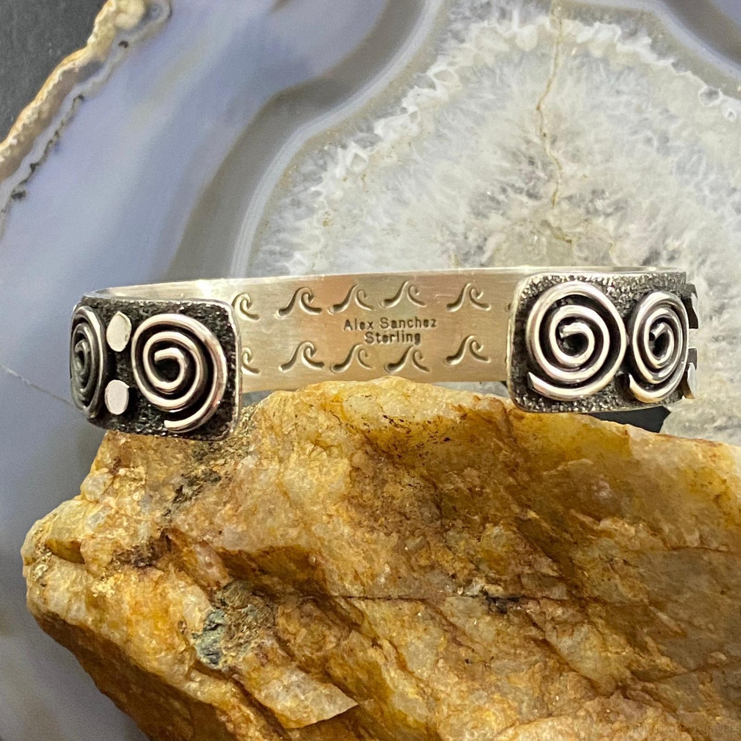 Alex Sanchez Native American Sterling Silver Petroglyph Bracelet For Women #8