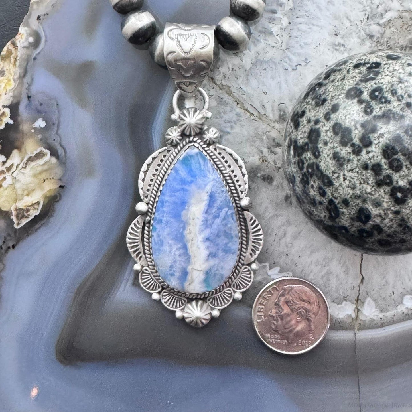 Sterling Silver Southwestern Style Teardrop Plume Doublet Agate Decorated Pendant For Women