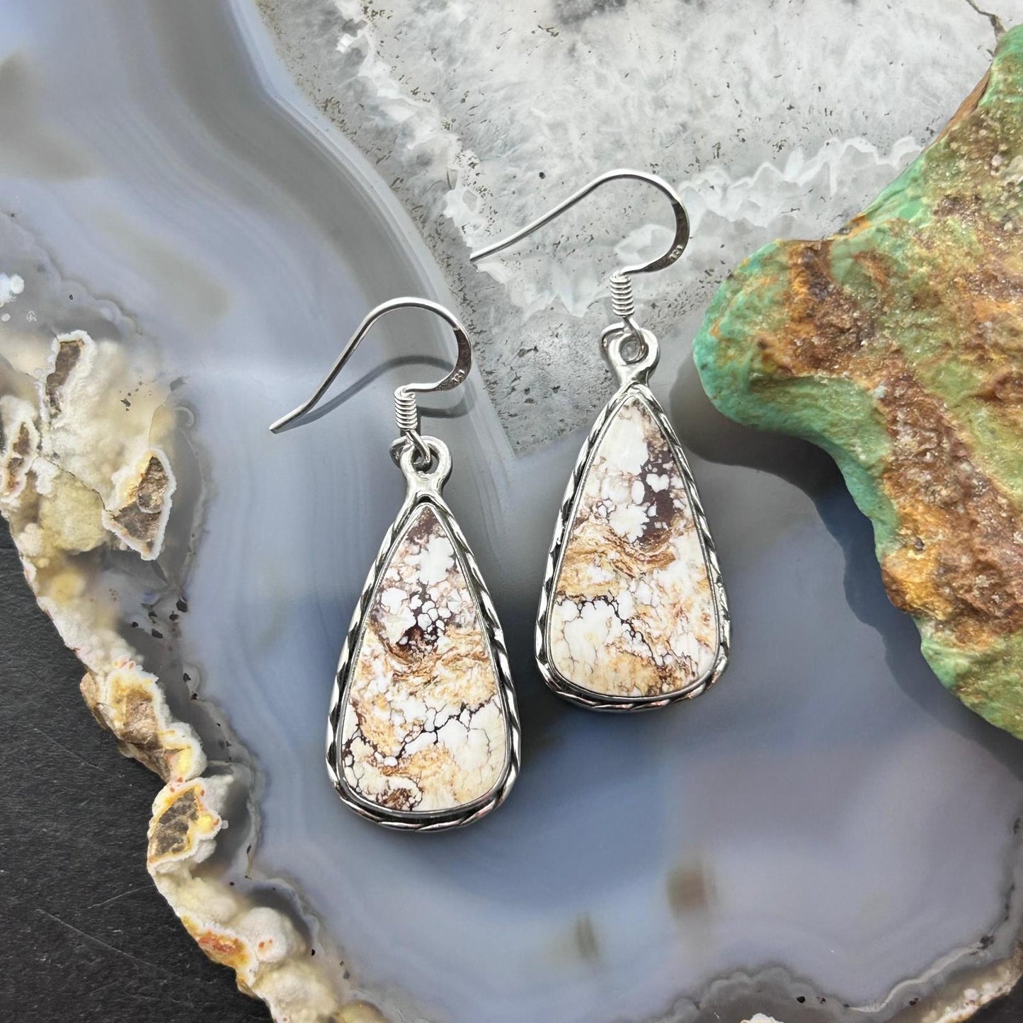 Sterling Silver Southwestern Style Teardrop Wild Horse Dangle Earrings For Women